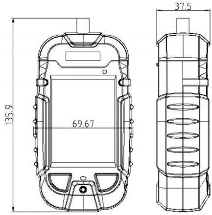 dts-b100-lel-portable-gas-detector-01-gas-detector-dimension-drawing